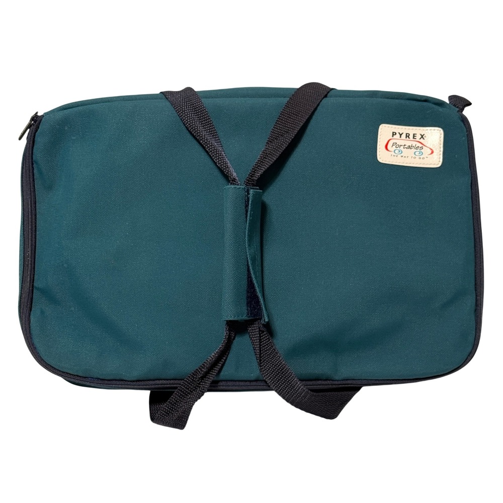 Pyrex Portable Teal Insulated Casserole Carrier Bag Microcore Hot Cold Thermal *
